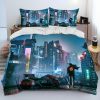 Cyberpunk Motorcycle Sexy Girl Comforter Bedding Set Duvet Cover Bed Set Quilt Cover Pillowcase king Queen 10 - Cyberpunk 2077 Merch