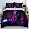 Cyberpunk Motorcycle Sexy Girl Comforter Bedding Set Duvet Cover Bed Set Quilt Cover Pillowcase king Queen 21 - Cyberpunk 2077 Merch