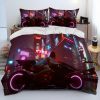 Cyberpunk Motorcycle Sexy Girl Comforter Bedding Set Duvet Cover Bed Set Quilt Cover Pillowcase king Queen 3 - Cyberpunk 2077 Merch