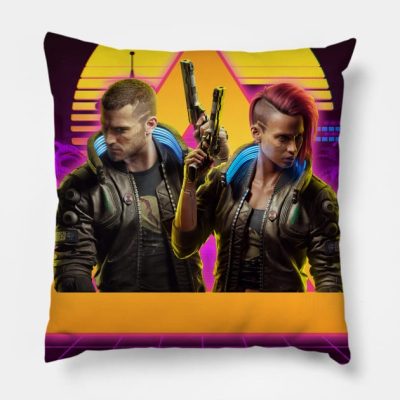 Cyberpunk V Protagonist City Neon Throw Pillow Official Cow Anime Merch
