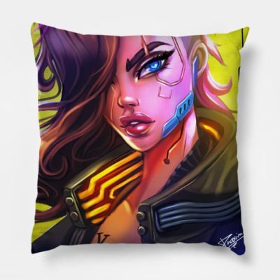 Cyberpunk 2077 V Throw Pillow Official Cow Anime Merch