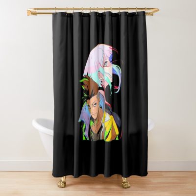 Lucy And David - Cyberpunk Edgerunners Shower Curtain Official Cow Anime Merch