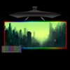 green cityscape design rgb lighting gaming mousepad large size computer desk mat - Cyberpunk 2077 Merch