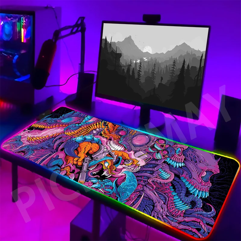 Cyberpunk Large RGB Mouse Mat Neon Gamer Mousepads LED Gaming Mousepad Big Luminous Desk Pad Desk 5 - Cyberpunk 2077 Merch