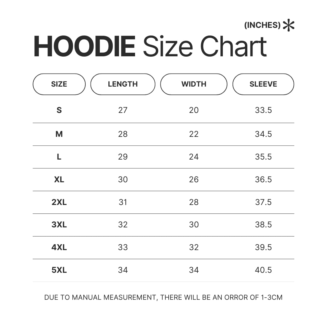 Hoodie Size Chart - Cyberpunk 2077 Merch