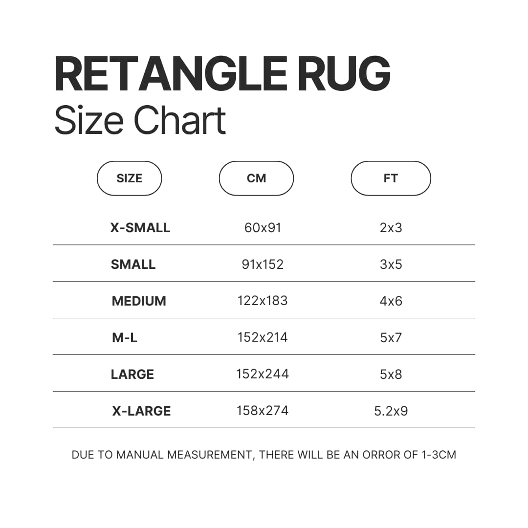 Retangle Rug Size Chart - Cyberpunk 2077 Merch