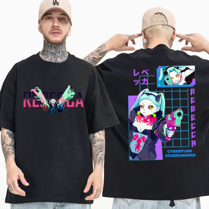 Japanese Anime Lucy Cyberpunk Edgerunners T shirts Men Women Summer Short Sleeves Cozy Oversized Harajuku Streetwear - Cyberpunk 2077 Merch