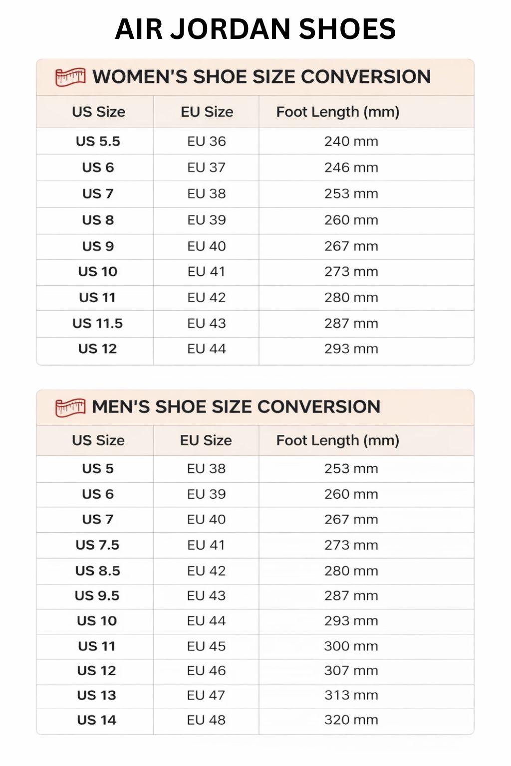 Air Jordan High Low Top Shoes Size Chart - Cyberpunk 2077 Merch